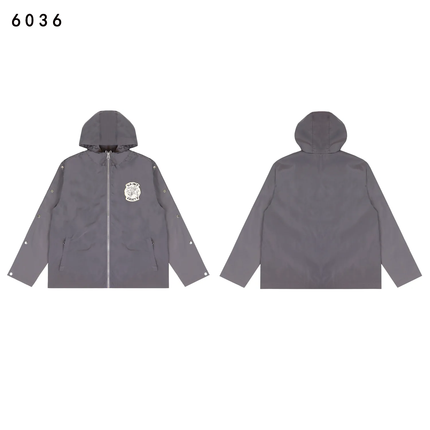 Style number: 6036 top P212 Style number: 8238 pants P184 Fabric: woven + lining Real stock SAINT VANITY embroidered breasted sports casual windbreaker jacket and trousers suit Color: Black Yellow Red Gray Size: S M L XL